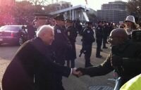 Impromptu Exclusive: Obama’s first comments and Biden’s handshake - right at the inaugural parade 