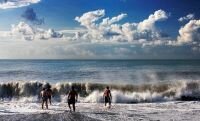 Tourists enjoy their holidays in Batumi despite the bad weather 