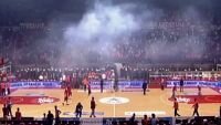 Olympiacos supporters ‘bombed’ the basketball court during the game 